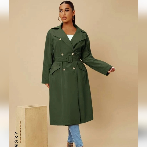 SHEIN Jackets & Blazers - 💖Shein Army Green Trench Coat (Size Small(.